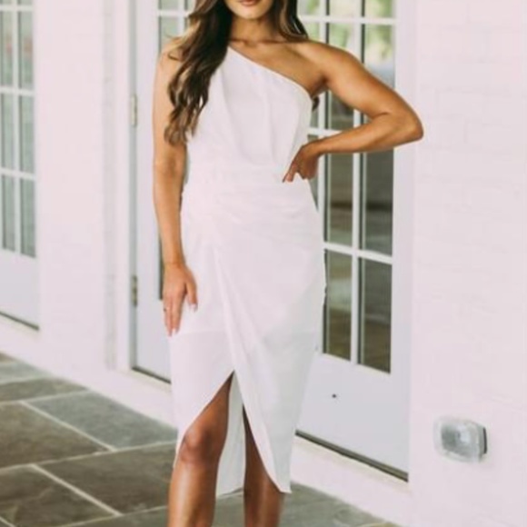 One Shoulder Overlay Dress - Picture 1 of 4